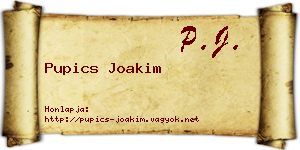 Pupics Joakim névjegykártya